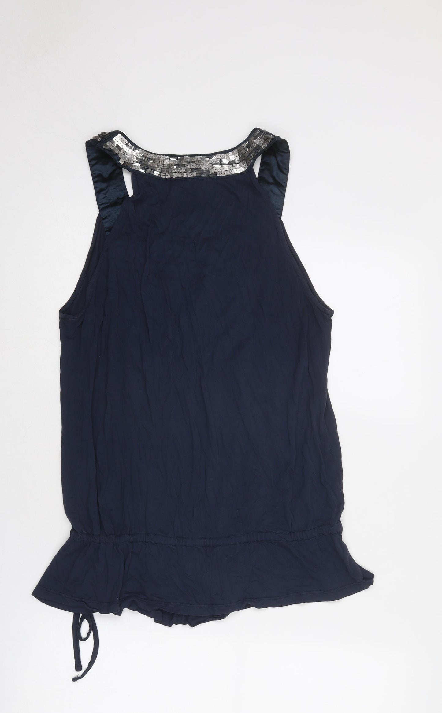 Jasper Conran Womens Blue Viscose Basic Tank Size 14 Round Neck