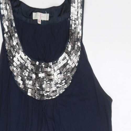 Jasper Conran Womens Blue Viscose Basic Tank Size 14 Round Neck