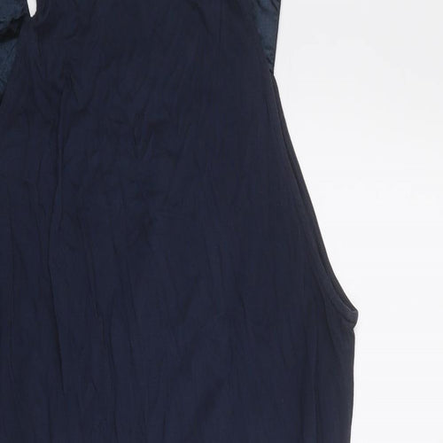 Jasper Conran Womens Blue Viscose Basic Tank Size 14 Round Neck