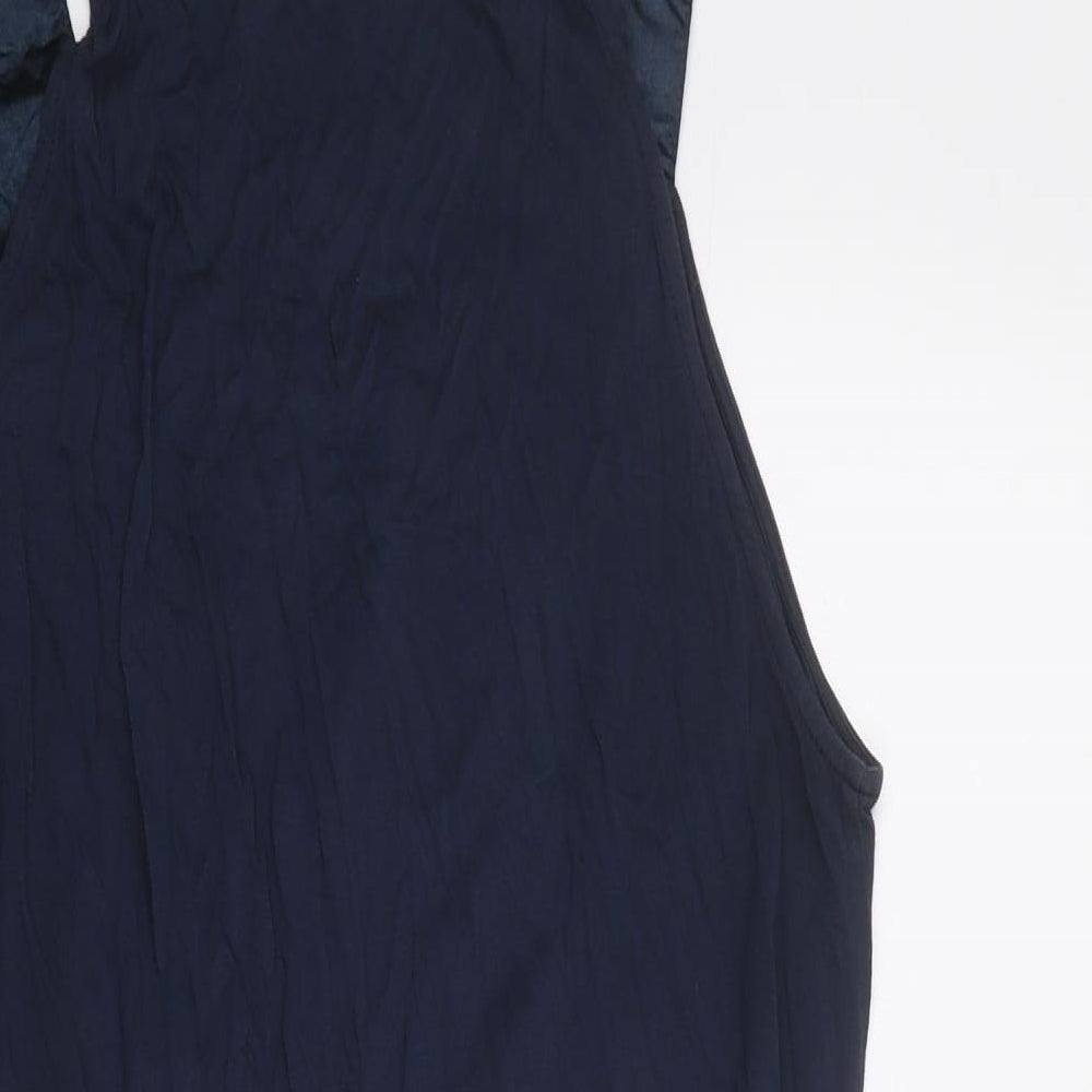 Jasper Conran Womens Blue Viscose Basic Tank Size 14 Round Neck