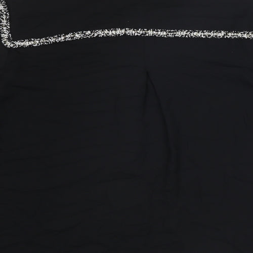 Zara Womens Black Polyester Basic Button-Up Size XL Collared