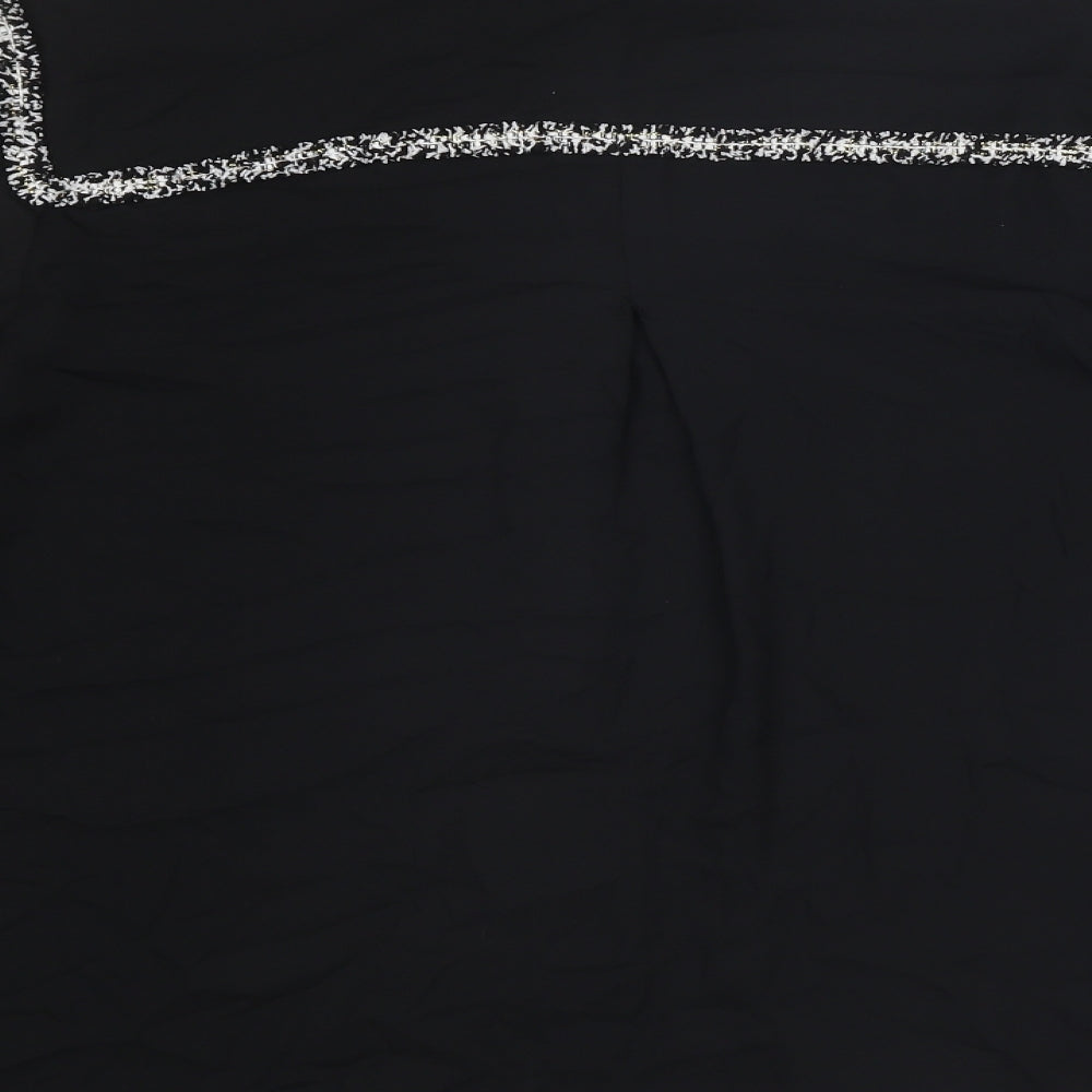 Zara Womens Black Polyester Basic Button-Up Size XL Collared