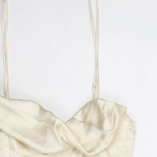Zara Womens Ivory Polyester Bodysuit One-Piece Size M Zip
