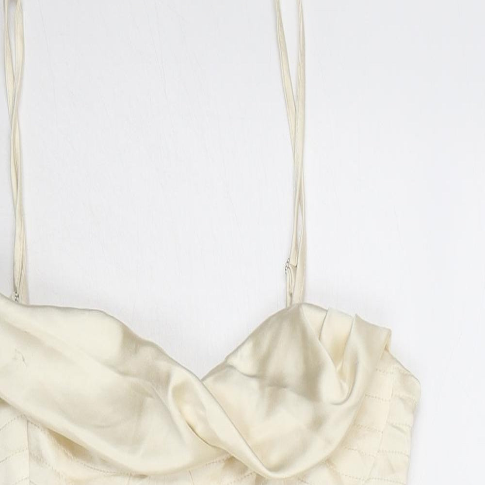 Zara Womens Ivory Polyester Bodysuit One-Piece Size M Zip