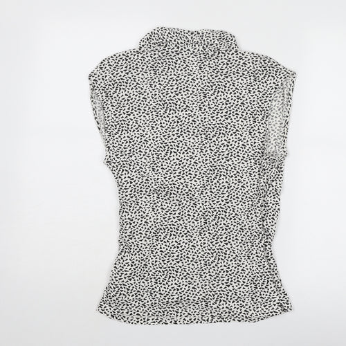 Hobbs Womens White Geometric Viscose Basic Tank Size M V-Neck