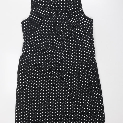 Nine West Womens Black Polka Dot Polyester Shift Size 8 Boat Neck Zip