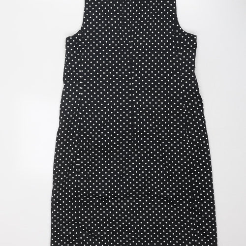 Nine West Womens Black Polka Dot Polyester Shift Size 8 Boat Neck Zip