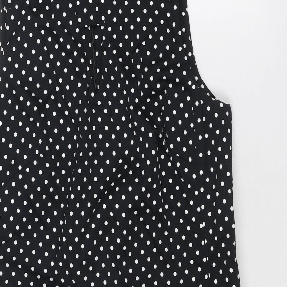 Nine West Womens Black Polka Dot Polyester Shift Size 8 Boat Neck Zip