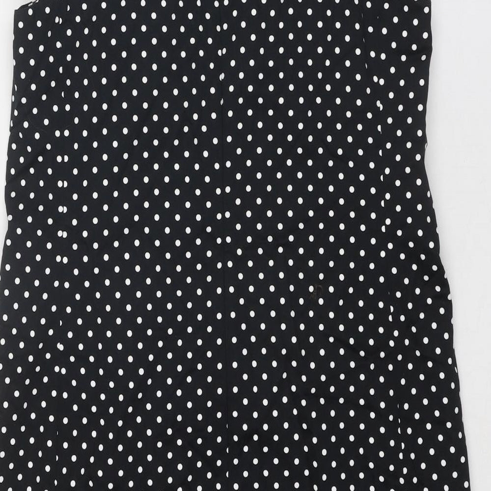 Nine West Womens Black Polka Dot Polyester Shift Size 8 Boat Neck Zip