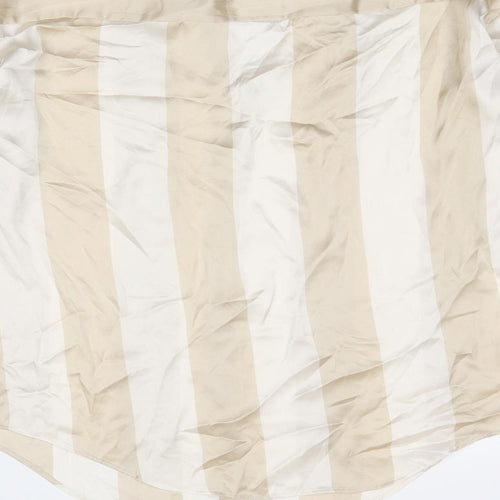 Zara Womens Beige Striped Polyester Basic Button-Up Size S Collared
