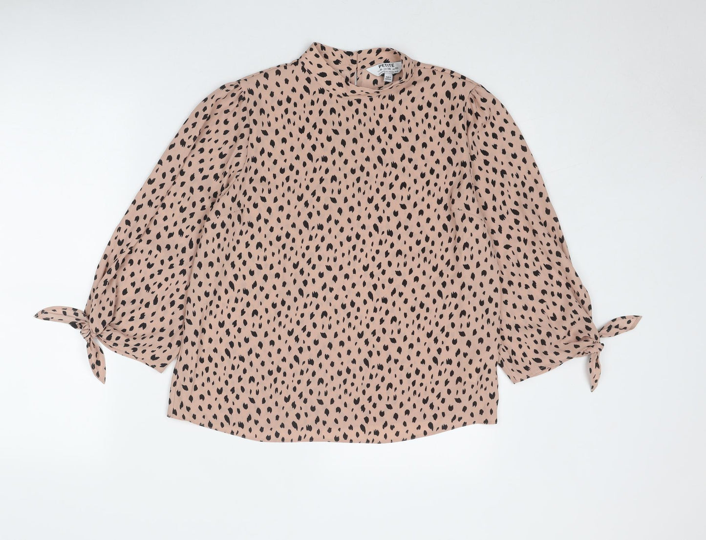 Dorothy Perkins Womens Pink Geometric Polyester Basic Blouse Size 10 Mock Neck