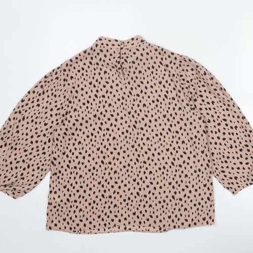 Dorothy Perkins Womens Pink Geometric Polyester Basic Blouse Size 10 Mock Neck