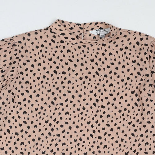 Dorothy Perkins Womens Pink Geometric Polyester Basic Blouse Size 10 Mock Neck