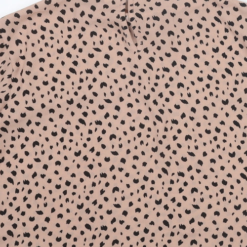 Dorothy Perkins Womens Pink Geometric Polyester Basic Blouse Size 10 Mock Neck