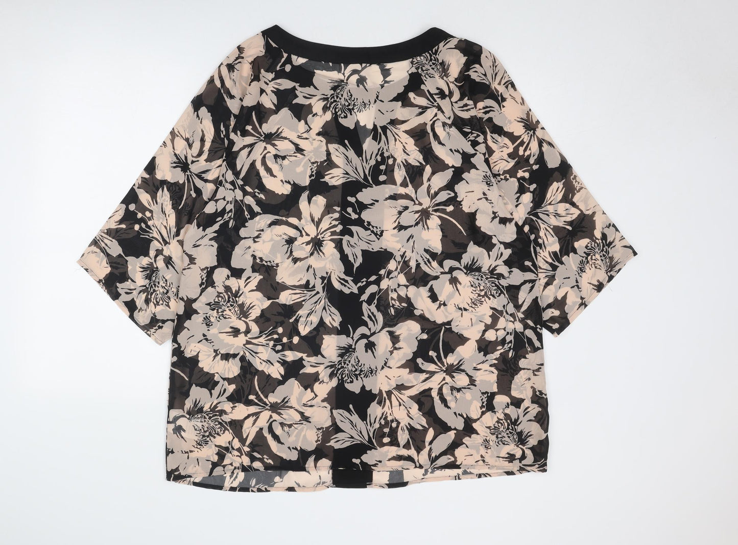 Damart Womens Pink Floral Polyester Basic Blouse Size 18 Round Neck