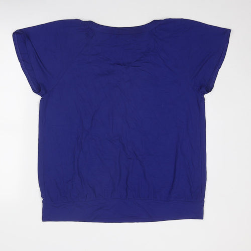 Marks and Spencer Womens Blue Viscose Basic T-Shirt Size 16 Round Neck