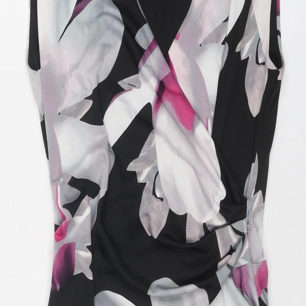 Dorothy Perkins Womens Multicoloured Floral Polyester Sheath Size 10 V-Neck Pullover