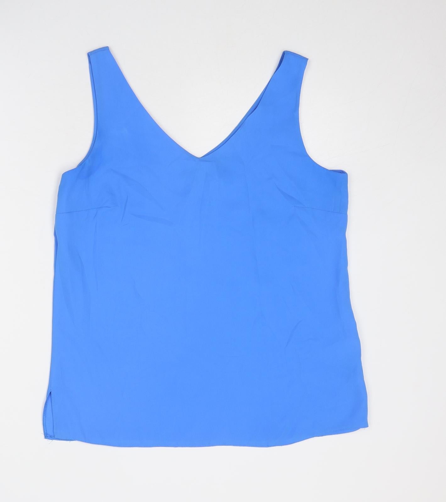 Wallis Womens Blue Polyester Basic Tank Size 12 V-Neck
