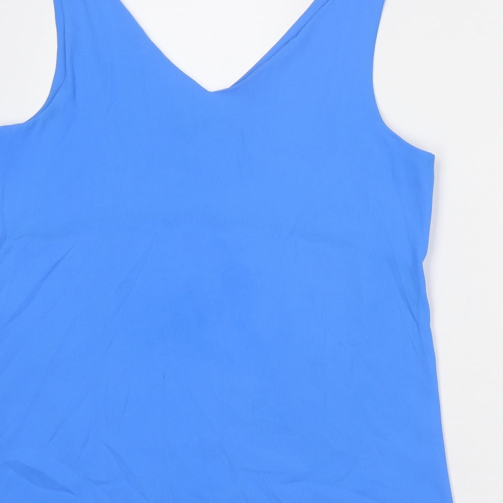 Wallis Womens Blue Polyester Basic Tank Size 12 V-Neck