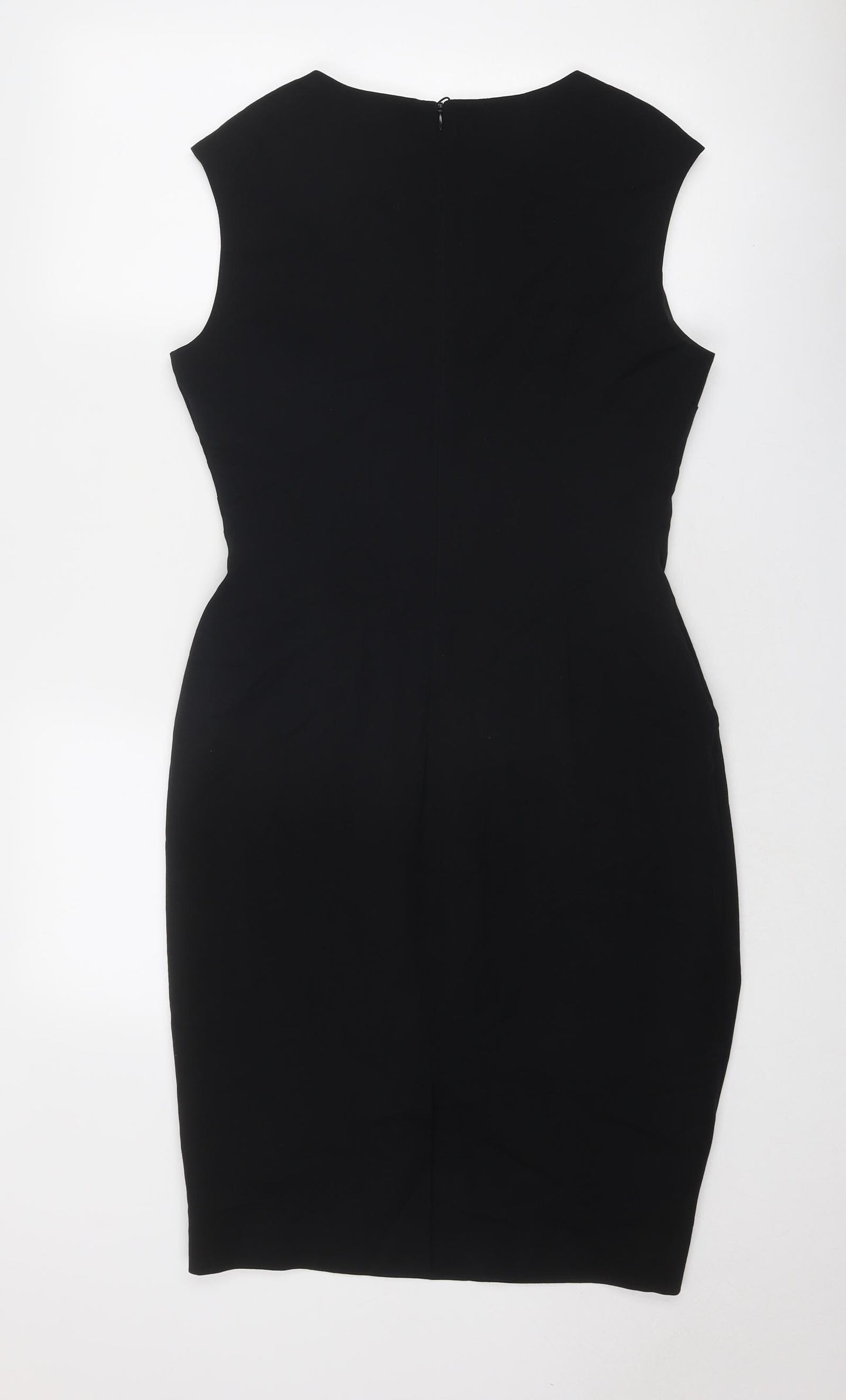 Marks and Spencer Womens Black Polyester Shift Size 12 Boat Neck Zip