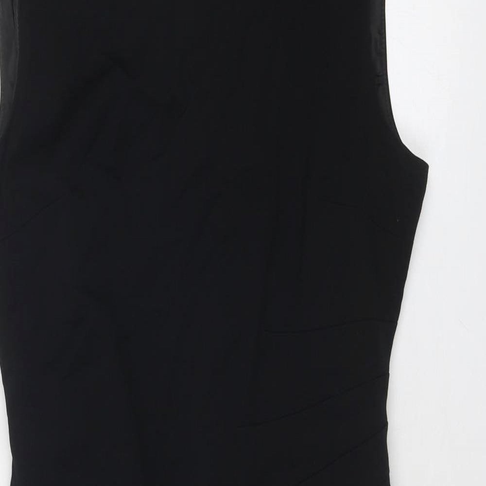 Marks and Spencer Womens Black Polyester Shift Size 12 Boat Neck Zip