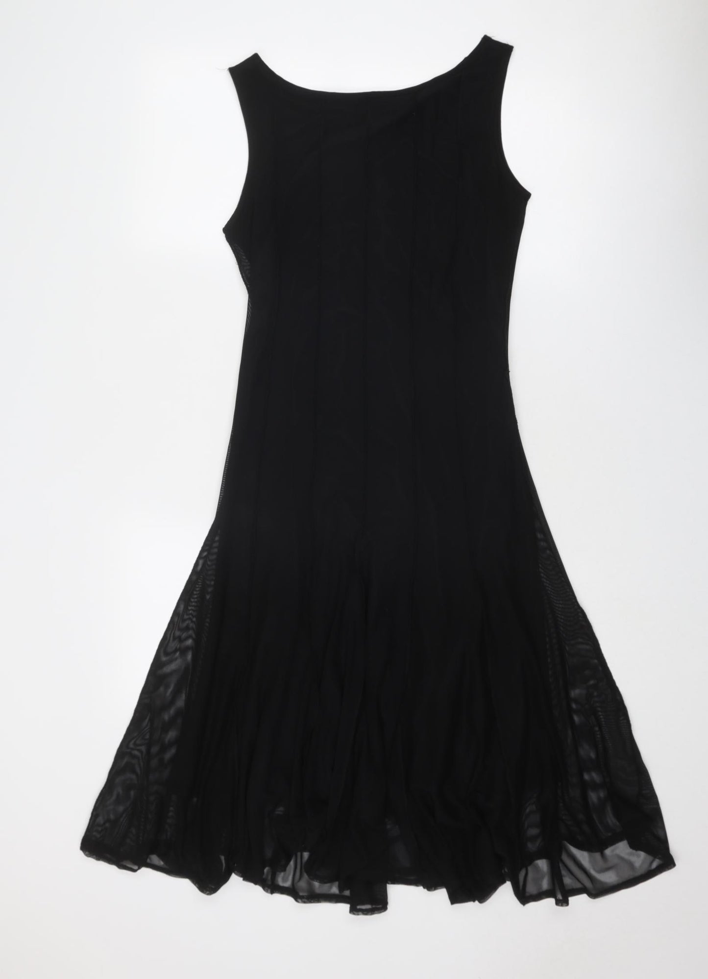 Forever Womens Black Polyester A-Line Size M Boat Neck Pullover