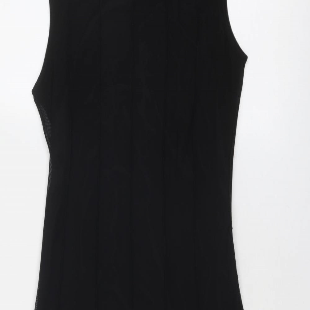 Forever Womens Black Polyester A-Line Size M Boat Neck Pullover