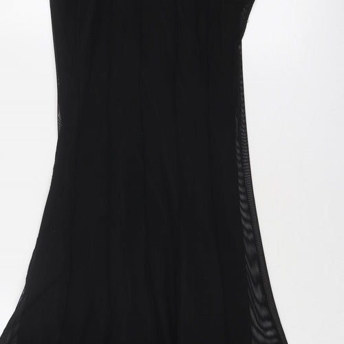 Forever Womens Black Polyester A-Line Size M Boat Neck Pullover