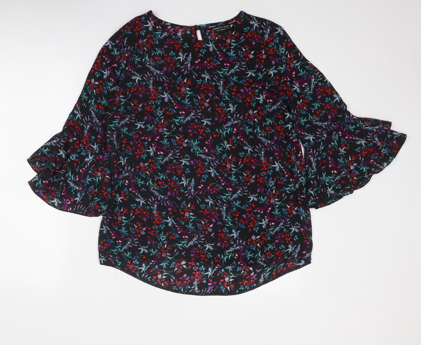 Dorothy Perkins Womens Multicoloured Geometric Polyester Basic Blouse Size 12 Round Neck