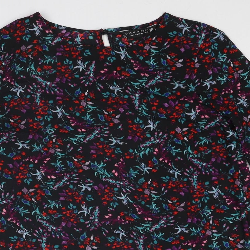 Dorothy Perkins Womens Multicoloured Geometric Polyester Basic Blouse Size 12 Round Neck