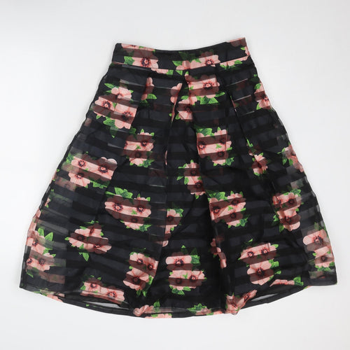 Marc Angelo Womens Black Floral Polyester Tulip Skirt Size 10 Zip