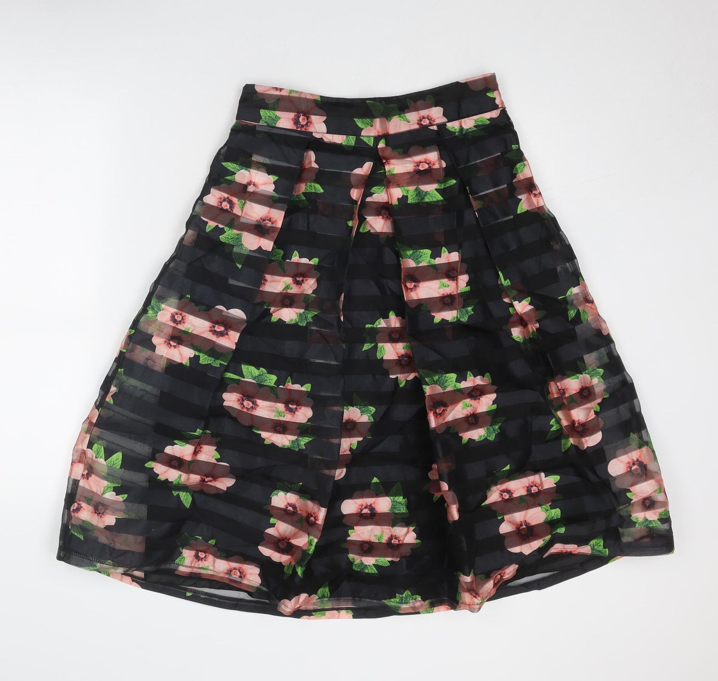 Marc Angelo Womens Black Floral Polyester Tulip Skirt Size 10 Zip