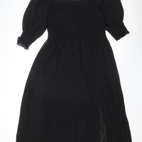 Quiz Womens Black Polyester A-Line Size 18 Square Neck Pullover - Shirred Top