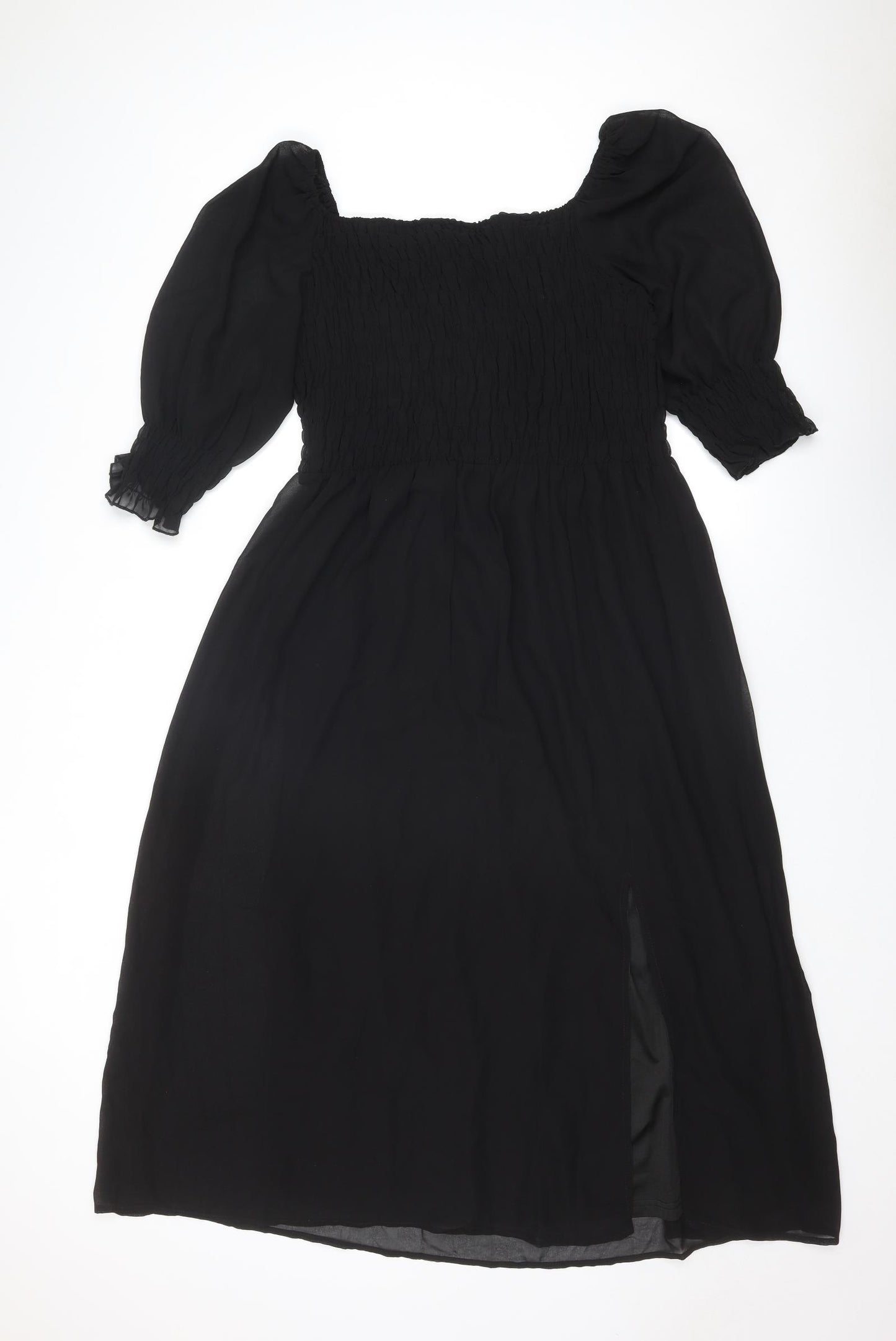 Quiz Womens Black Polyester A-Line Size 18 Square Neck Pullover - Shirred Top