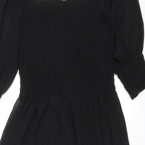 Quiz Womens Black Polyester A-Line Size 18 Square Neck Pullover - Shirred Top