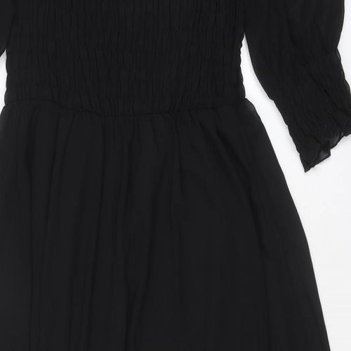 Quiz Womens Black Polyester A-Line Size 18 Square Neck Pullover - Shirred Top