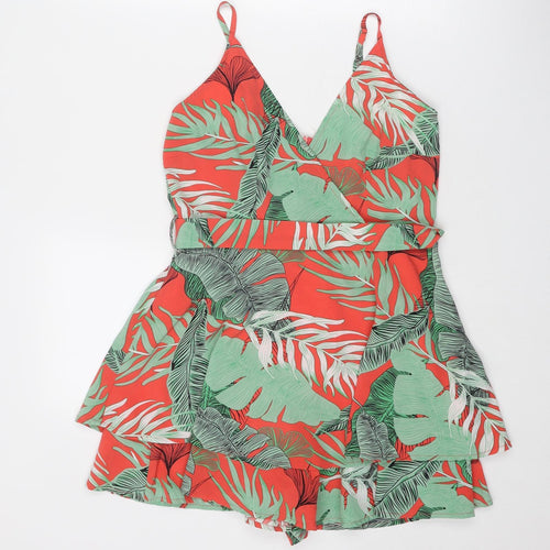 Quiz Womens Multicoloured Geometric Polyester Playsuit One-Piece Size 12 Zip