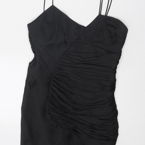 Zara Womens Black Polyester Mini Size M V-Neck Zip