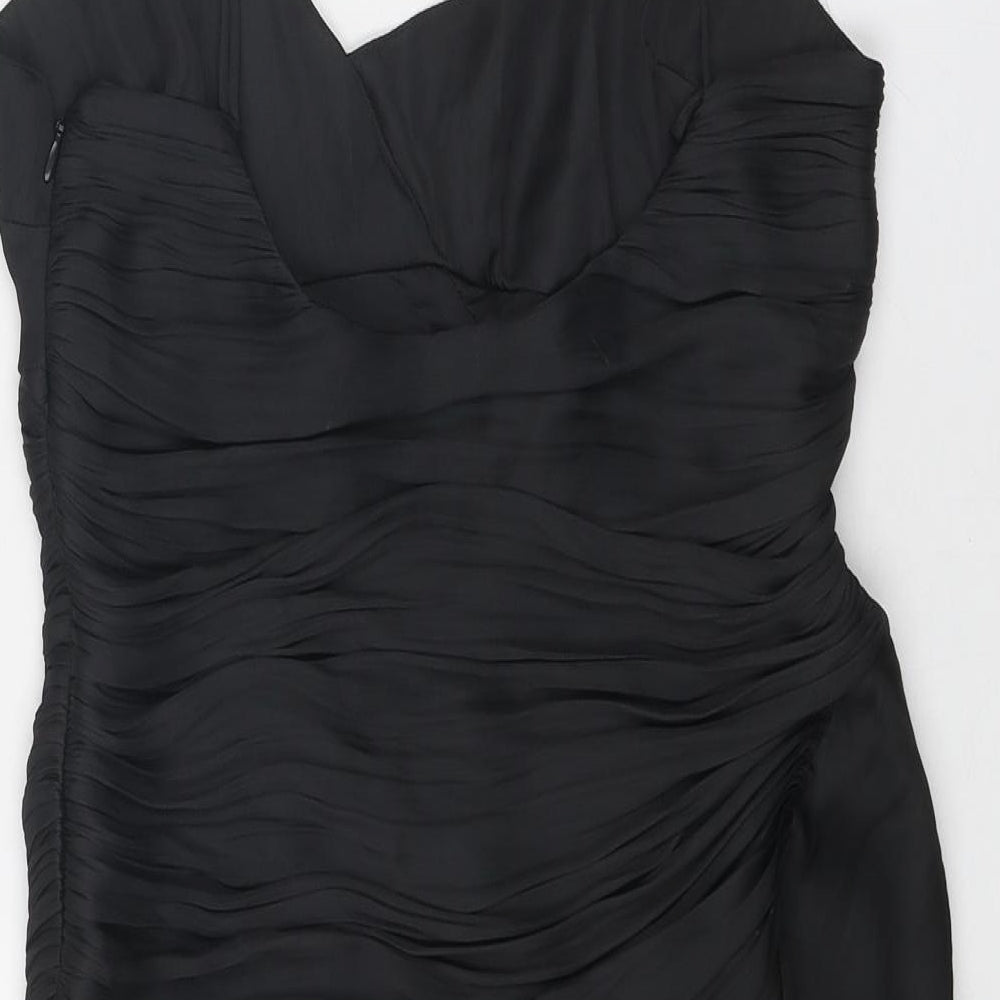 Zara Womens Black Polyester Mini Size M V-Neck Zip