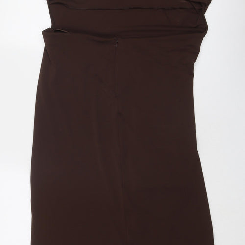 Zara Womens Brown Polyester Maxi Size 2XL One Shoulder Zip
