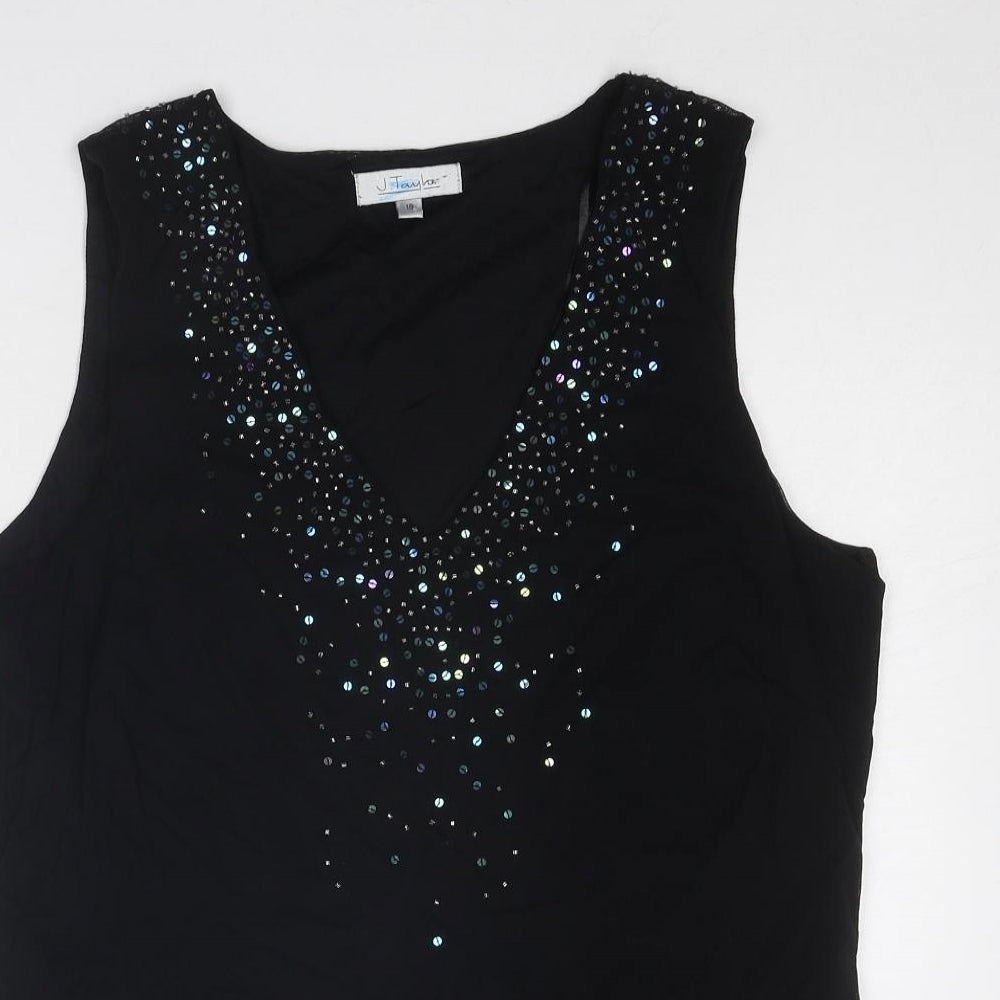 J. Taylor Womens Black Nylon Basic Tank Size 18 V-Neck