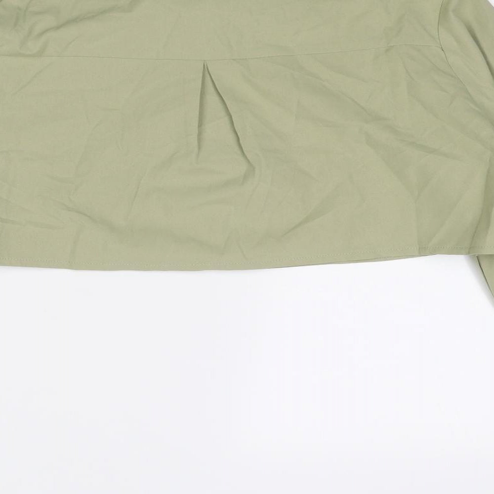 PRETTYLITTLETHING Womens Green Polyester Cropped Button-Up Size 6 Collared
