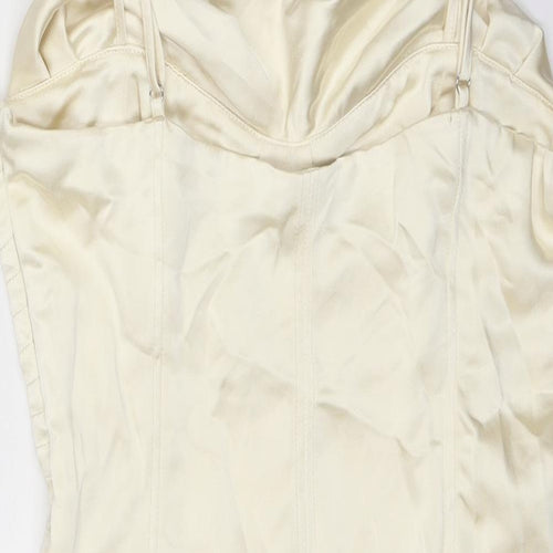 Zara Womens Ivory Polyester Bodysuit One-Piece Size M Zip