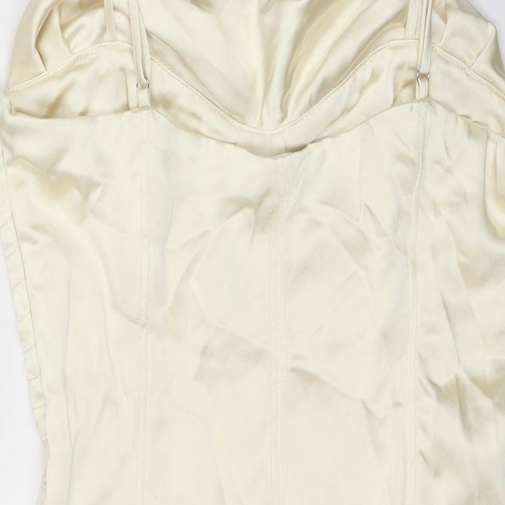 Zara Womens Ivory Polyester Bodysuit One-Piece Size M Zip