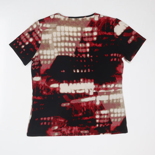 Anne Smith Womens Multicoloured Geometric Polyester Basic T-Shirt Size 14 Round Neck