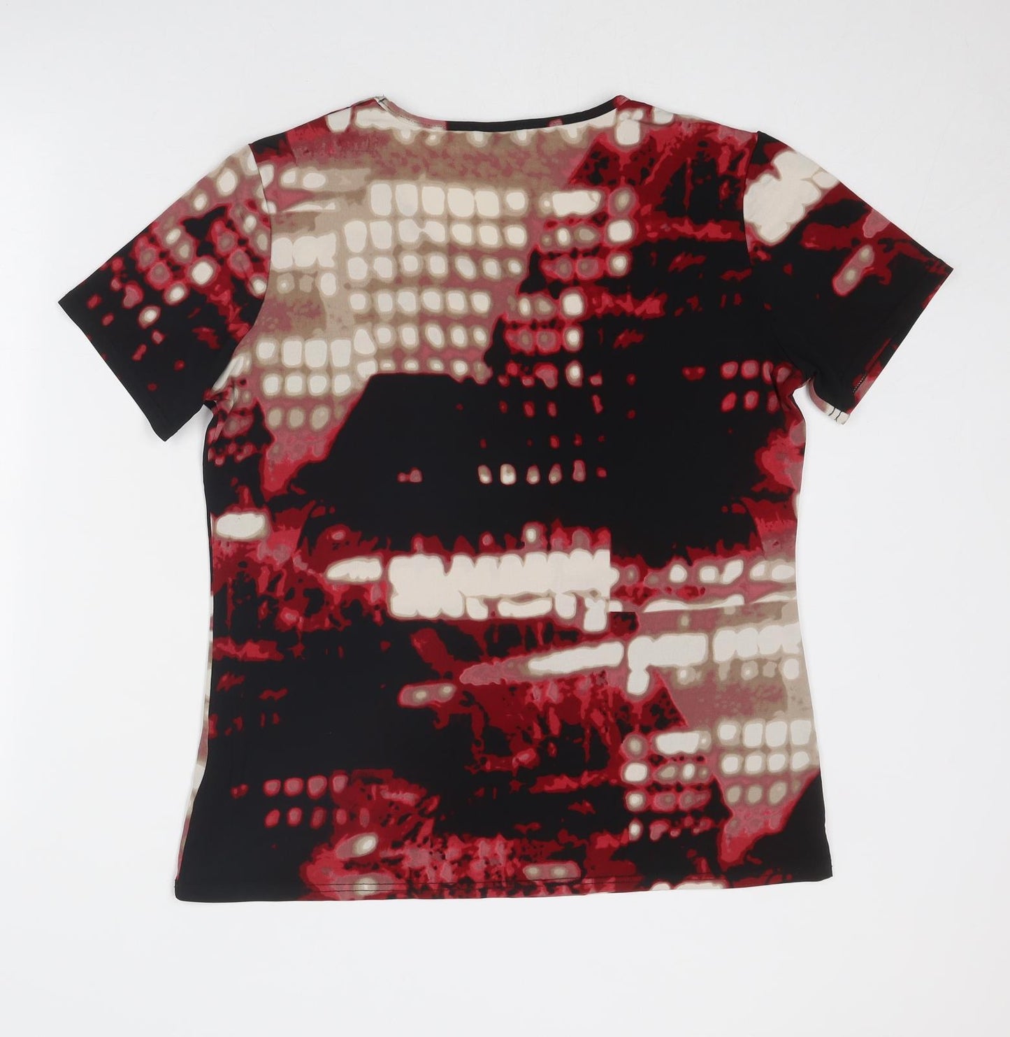 Anne Smith Womens Multicoloured Geometric Polyester Basic T-Shirt Size 14 Round Neck