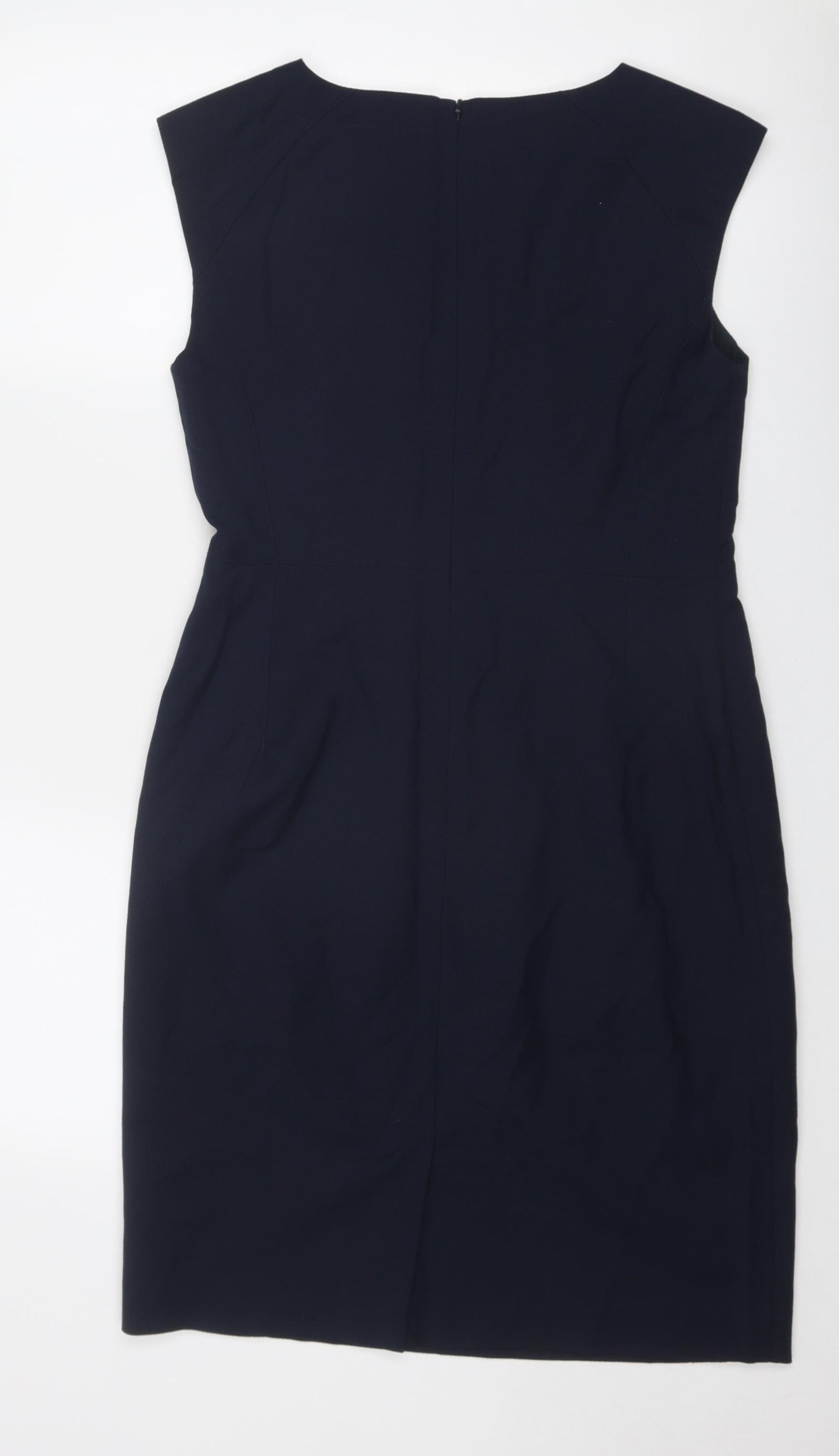 John Lewis Womens Blue Polyester Shift Size 12 Boat Neck Zip