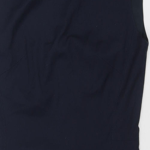 John Lewis Womens Blue Polyester Shift Size 12 Boat Neck Zip