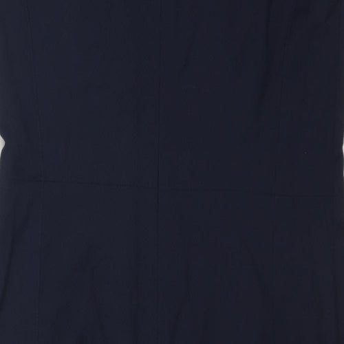 John Lewis Womens Blue Polyester Shift Size 12 Boat Neck Zip