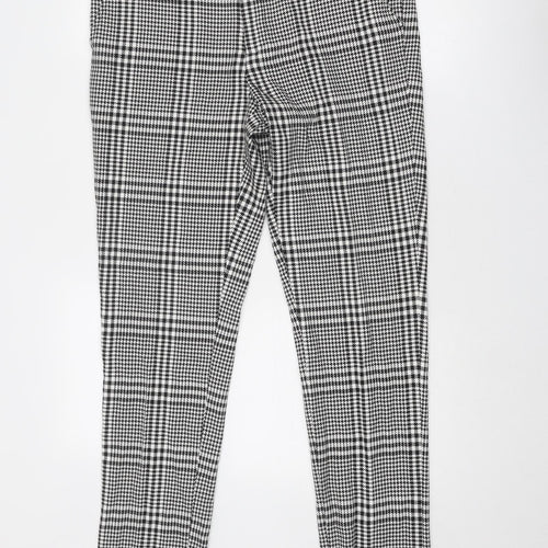 Villain Mens Black Check Polyester Trousers Size 34 in Regular Zip